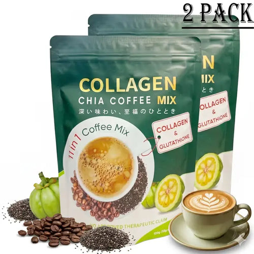 **Café Robusta 11-en-1 Sans Sucre – Café Instantané au Collagène, Graines de Chia & Baies de Goji – Mélange Riche et Onctueux – 10 ou 20 Sachets**
