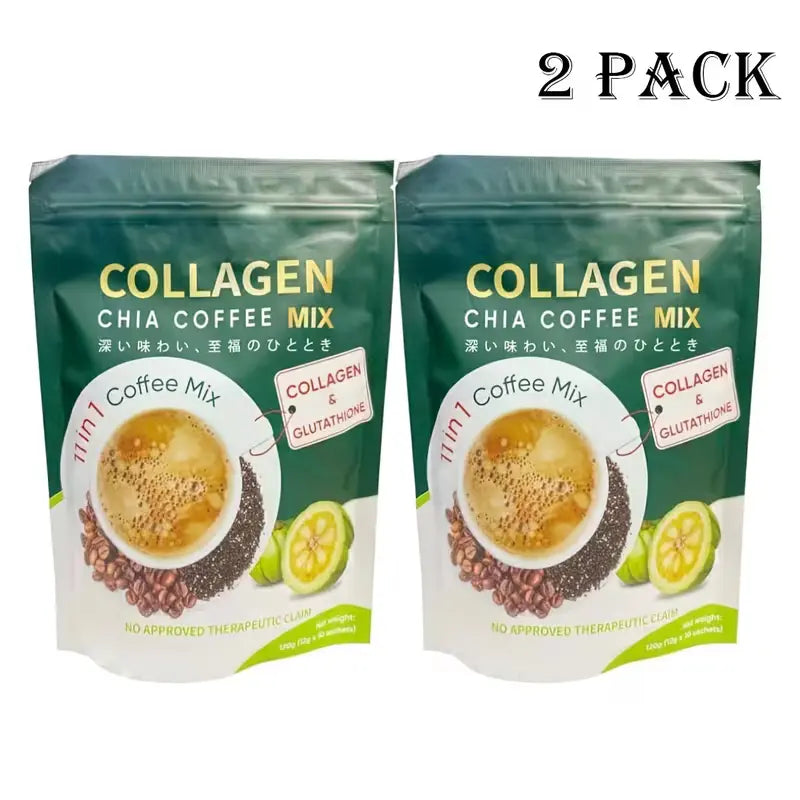 **Café Robusta 11-en-1 Sans Sucre – Café Instantané au Collagène, Graines de Chia & Baies de Goji – Mélange Riche et Onctueux – 10 ou 20 Sachets**