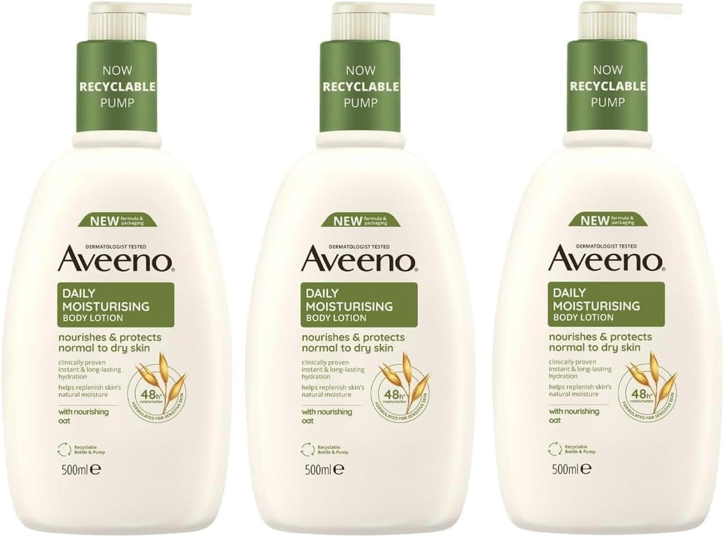 Lot De 3 Lotions Hydratantes Quotidiennes Pour Le Corps (3 X 500 Ml), Lotion Hydratante Enrichie En Flocons D'Avoine Colloïdale Nourrissante, Crème Hydratante Douce Pour Le Corps Adaptée Aux