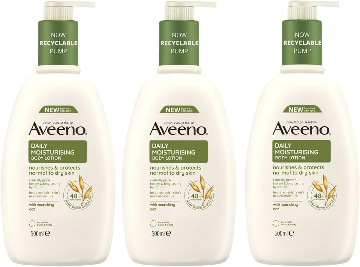 Lot De 3 Lotions Hydratantes Quotidiennes Pour Le Corps (3 X 500 Ml), Lotion Hydratante Enrichie En Flocons D'Avoine Colloïdale Nourrissante, Crème Hydratante Douce Pour Le Corps Adaptée Aux
