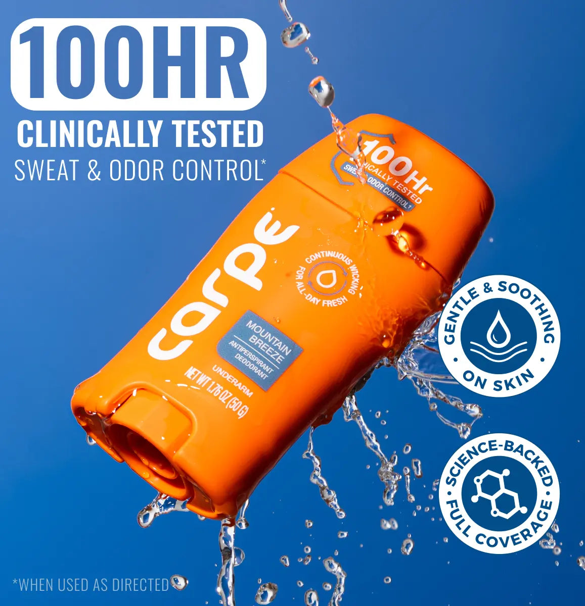 Carpe Antiperspirant Deodorant - Clinically Tested 100-Hour Sweat & Odor Control - Quick-Drying, Non-Greasy Deodorant for Men & Women - No Baking Soda or Parabens